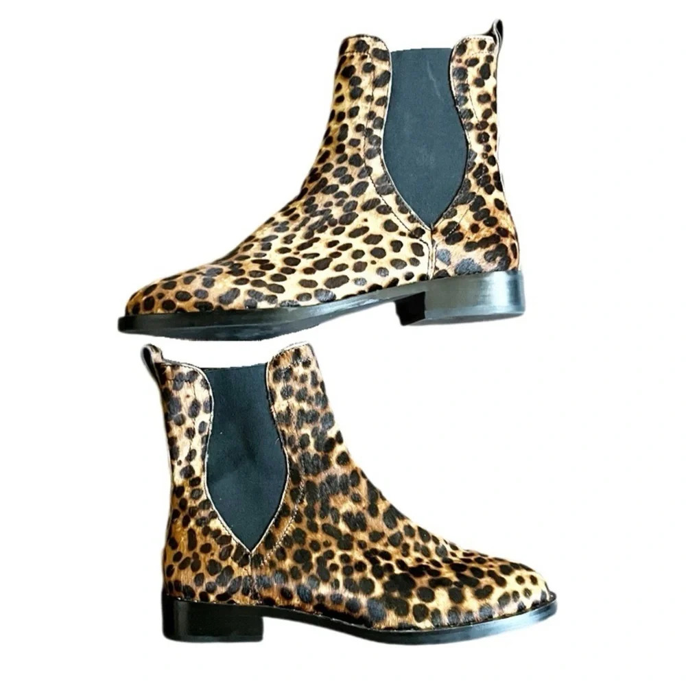 Rebecca Minkoff - Sabeen Too genuine calf hair Leopard Studded Chelsea Boot